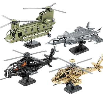 Хеликоптер модел изтребител строителни блокове AH-64 J-20 CH-47 военен самолет тухли ww2 световна война армейските военно-въздушни сили Военно оръжие играчка