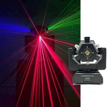 Мультиэффектный led лампа с Движеща се Глава DMX512 с стробоскопическим лъч RGB лазер Модел Звезди-Светлячка и Гласов контрол за Дискотеки, DJ Party