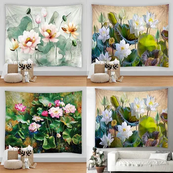 Стенен Гоблен с изображение на растения, схема на Гоблен в стил хипи и впечатлява със своя бохемски стил, цветни Кошмарен Бохемски интериор за дома, с възможности за конфигуриране