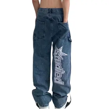 Градинска Облекло в стил хип-Хоп Y2k, Мъжки Панталони-карго, Високите Улични Дънки, Широки Свободни Директни Ежедневни Панталони Оверсайз 2023, Модни Мъжки Нашивка