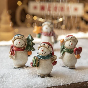 Коледна рисувани статуи снежен човек от смола, украса за дома, Скъпа творчески оформление на коледната сцена, декор на масата в хола