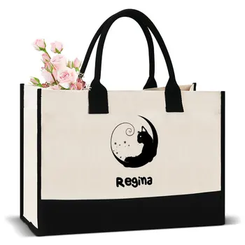 Холщовая чанта с потребителски логото, чанта за пазаруване, въведете вашия текст, рисунка с писмото принтом, Дизайн, Бяла Модерна пътна чанта Унисекс
