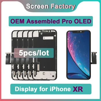 5 бр. Дисплей за iPhone XR OEM в събирането на Pro LCD цифров преобразувател в събирането на Смяна на сензорен екран
