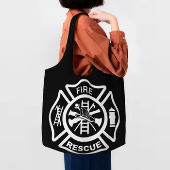Пожарникар-спасител, чанта за пазаруване в хранителни магазини, Дамска мода, Холщовые чанти за пазаруване на рамо, чантата е с голям капацитет, Чанти