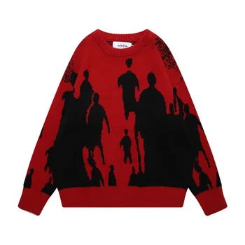 Мъжки Тъмната Сянка задължителен, Уличен Свободен Пуловер с дълъг ръкав Модна марка, Универсален удобен пуловер, Двойка, Коледа