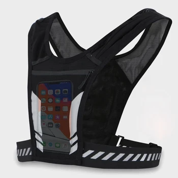 Отразяваща Раница за джогинг, чанта-жилетка, Универсален лек спортен жилетка за джогинг, чанта за мобилни телефони, Преносими чанта