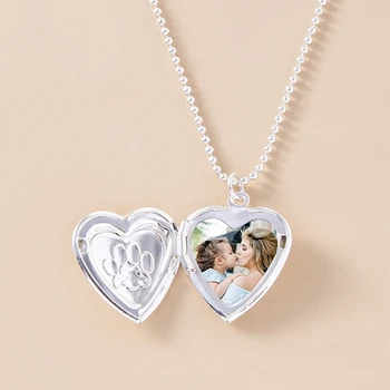 Романтична Медальон във формата на Сърце Окачване за жени, Мъже Могат да бъдат Отворени Фоторамка Отпечатък Колиета Семейни Подаръци на Любовта