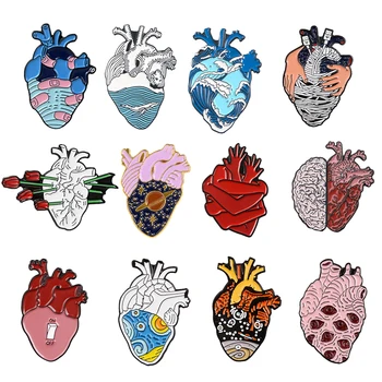 19стиль анатомическое сърцето на емайла игли медицинска Анатомия, брошка сърце, Неврология, игли за лекари и медицински сестри отличителни чанти икона подаръци