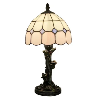 LongHuiJing 8 Инча, Красива схема в стил Тифани, Настолна лампа от смола витражного стъкло