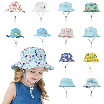 Широка периферия шапка за деца и възрастни с защита от uv, Туризъм шапка за риболов, Детска панама с широка периферия, плажна шапка за срок от 5 месеца до 8 години