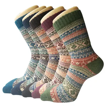 Приятна опаковка пури в ограничени бройки чорапи, трикотажни женски вълна меки зимни чорапи, 5 чорапи, студени чорапи