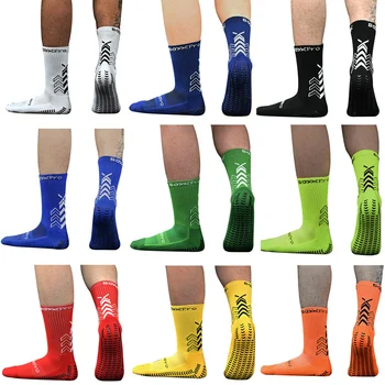Нови футболни чорапи с противоскользящим покритие 2023, Дишащи изолирана мъжки спортни и футболни чорапи с лепило