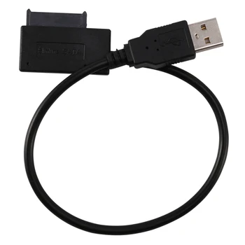 Адаптер конвертор USB 2.0 към Mini Sata II 7 + 6 13Pin Кабел за лаптоп CD/DVD Slimline Drive