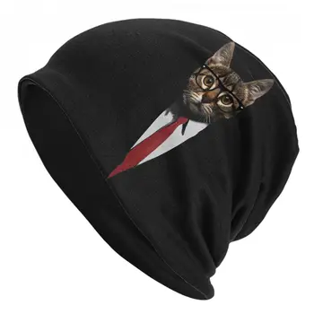 Яке Cat Модни шапки Тънка шапка на предния Капак Специални Тюбетейки Шапки, Мъжки Шапки дамски слушалки