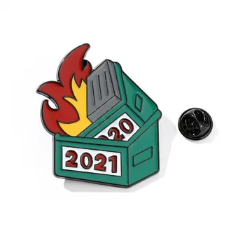 Брошка във формата на Пожарникар кофи от Hotsale 2021, Метална Емблема с емайл за боклук