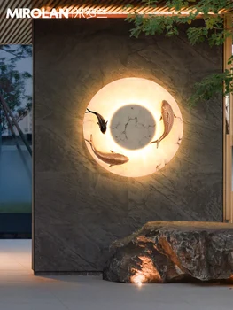 Уличен градински лампа, нов китайски слънчеви, с монтиран на стената лампа, водоустойчив външен стенен монтаж лампа, външен декоративен лампа