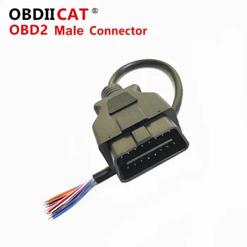 100шт OBD2 16Pin Удлинительный штекерный кабел е най-Добрият избор OBDII Авто диагностичен конектор интерфейс, Штекерный открит кабел-адаптер