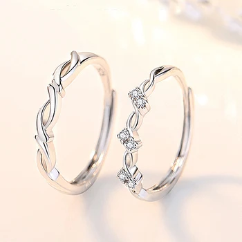 Европейският прозрачен AAA CZ S925 стерлинговое сребро любовта на двойката пръст пръстен за жени Момиче Мъжете рожден Ден, сватбен подарък бижута