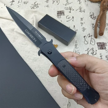 Сгъваем нож BlackField Carbon AU/TO в стил AKC, е изцяло черен, високопроизводителни инструменти за оцеляване с нож D2, ръкохватка от алуминиева сплав