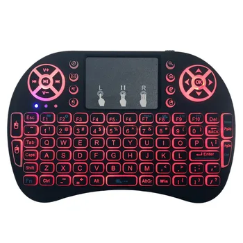 Англо-руски Безжична клавиатура i8 Mini с подсветка 2,4 Ghz 3-цветен Въздушна мишка С тачпадом дистанционно управление на Android TV Box 7 Цвята