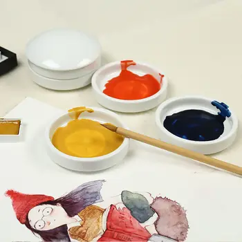 Керамична палитра с капак, пятислойный пигментоза диск за китайската живопис, диск с мастило за калиграфия, палитра за рисуване, инструменти за рисуване